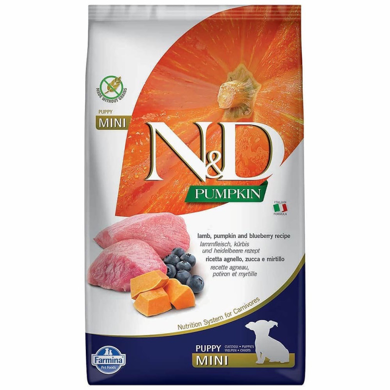 Farmina N&D Pumpkin Dog Lamb & Blueberry Puppy Mini сухой корм с ягненком для щенят малых пород, 2.5 кг
