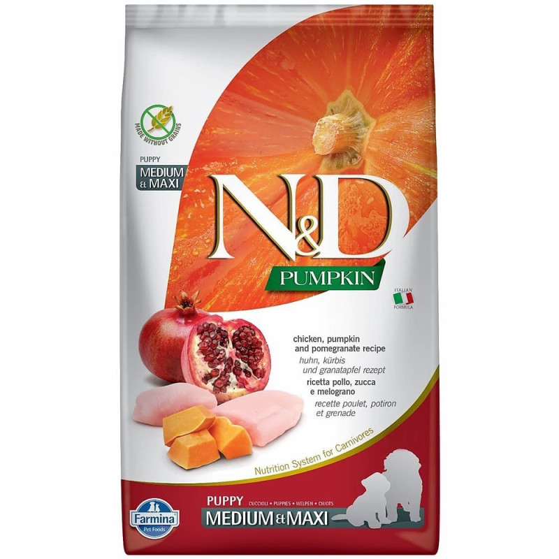 Farmina N&D Pumpkin Dog Chicken & Pomegranate Puppy Medium Maxi сухой корм с курицей для щенят средних и крупных пород, 12 кг