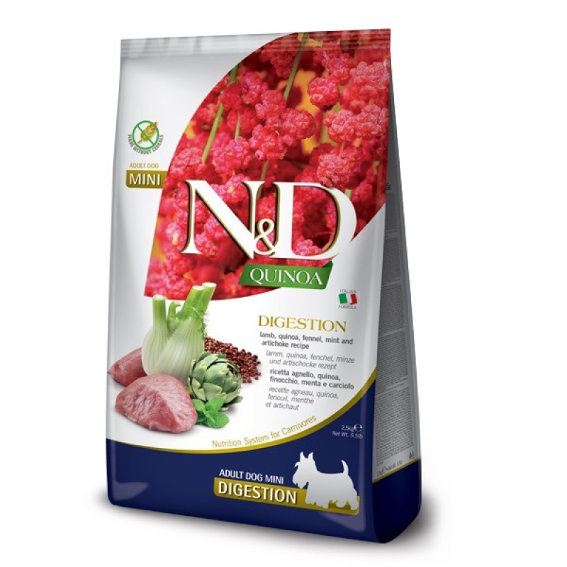 Farmina N&D Quinoa Dog Digestion Lamb & Fennel Adult Mini сухий корм з ягнятком для собак малих порід, 2.5 кг