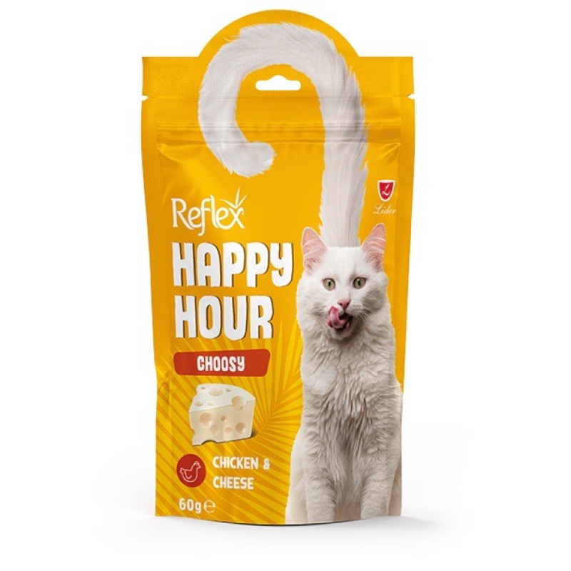 Reflex Happy Hour ласощі для вибагливих котів з куркою та сиром, 60 гр