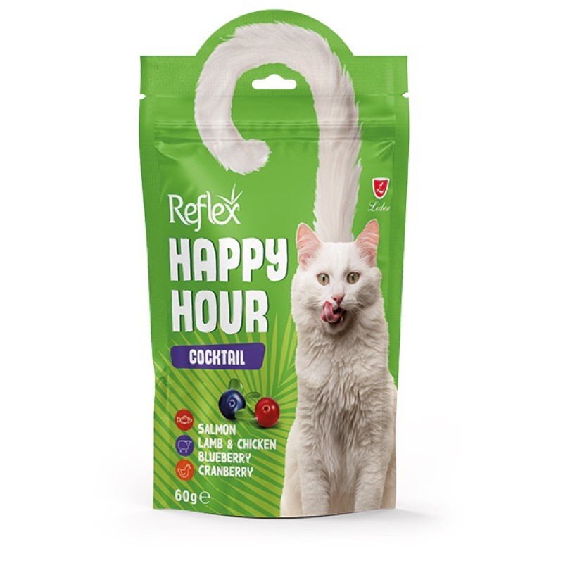 Reflex Happy Hour ласощі для котів лосось, ягня, курка, чорниця та журавлина, 60 гр