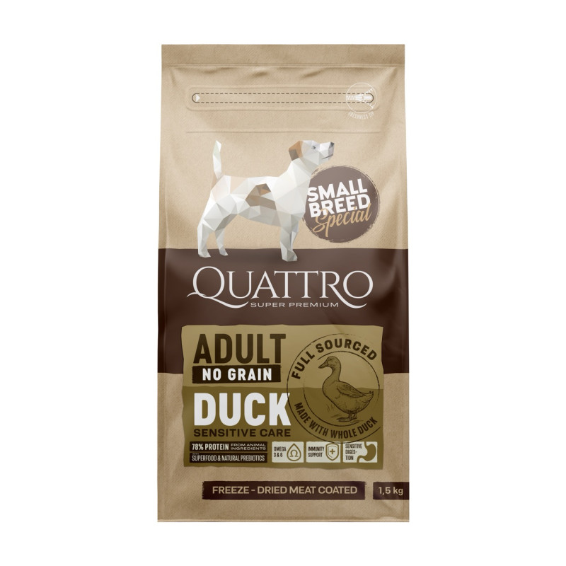 Quattro Adult Duck Small Breed сухий корм для собак дрібних порід з качкою, 1.5 кг
