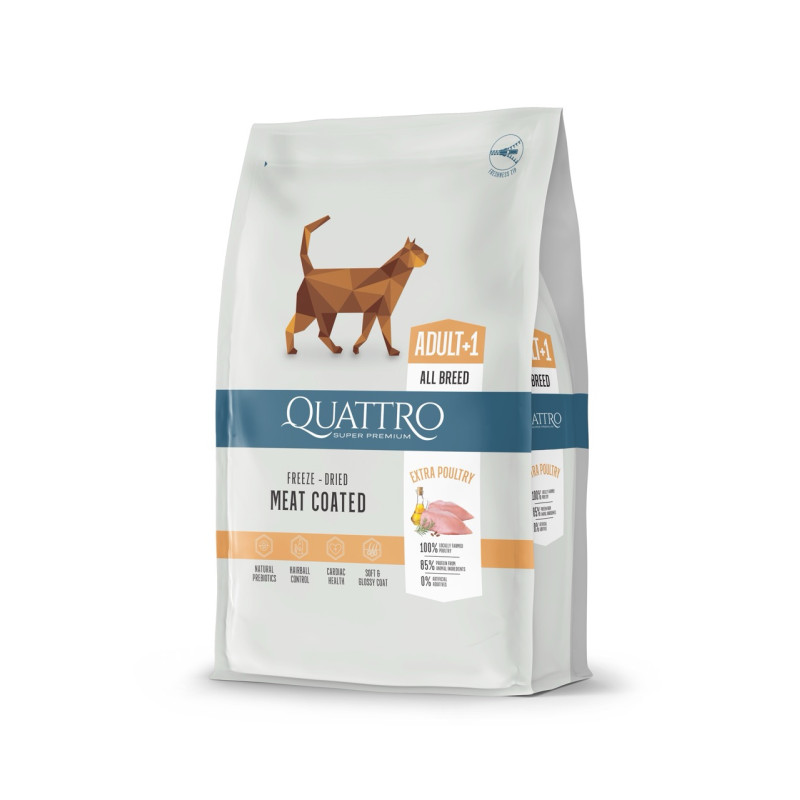Quattro Cat Adult сухой корм для кошек с мясом птицы, 7 кг