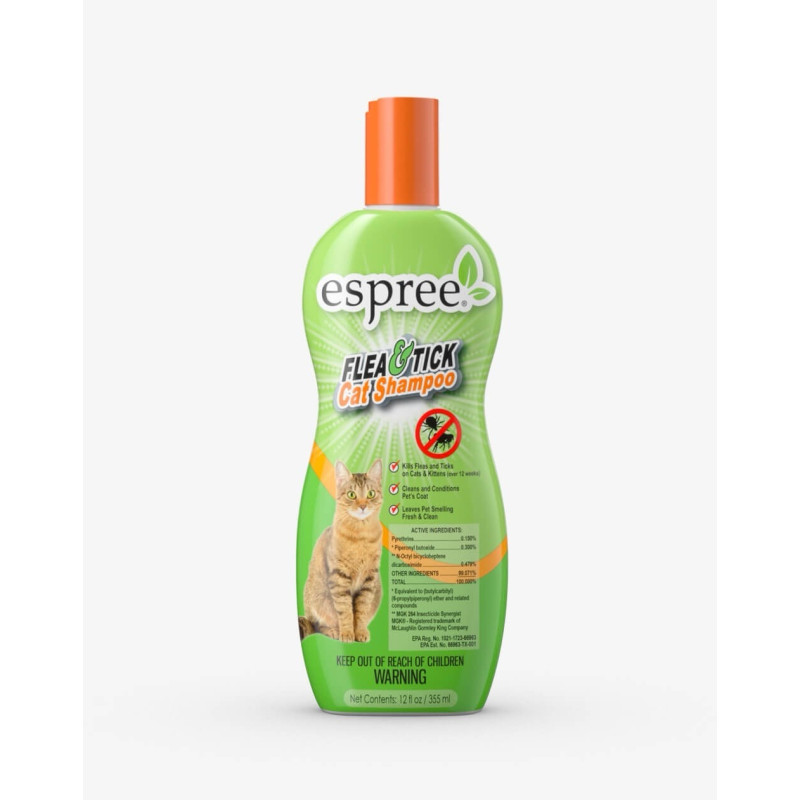 Espree Flea & Tick Shampoo For Cats шампунь от блох и клещей для котов, 355 мл