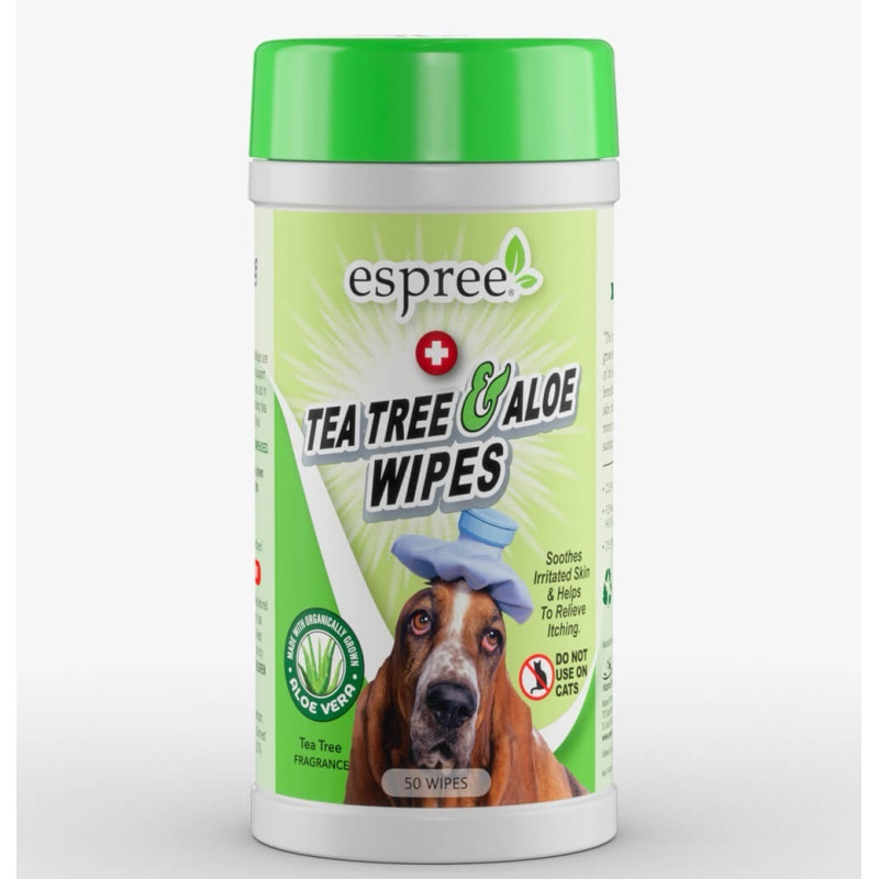 Espree Tea Tree & Aloe Wipes влажные салфетки для ухода за шерстью и кожей собак, 50 шт