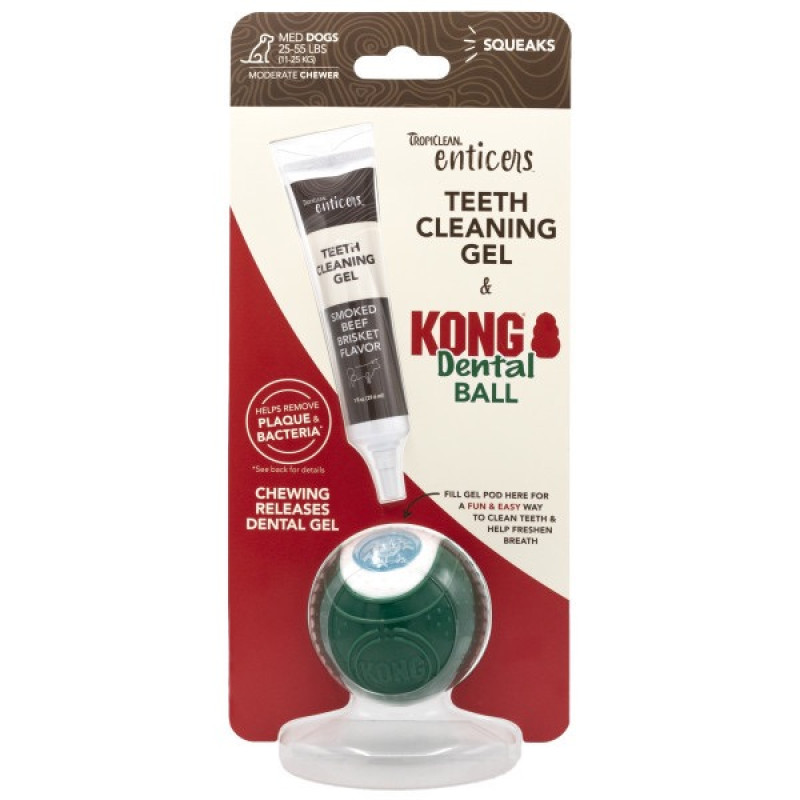 TropiClean Enticers Kong M набор для ухода за зубами собак со вкусом говяжей грудки, 29.6 мл