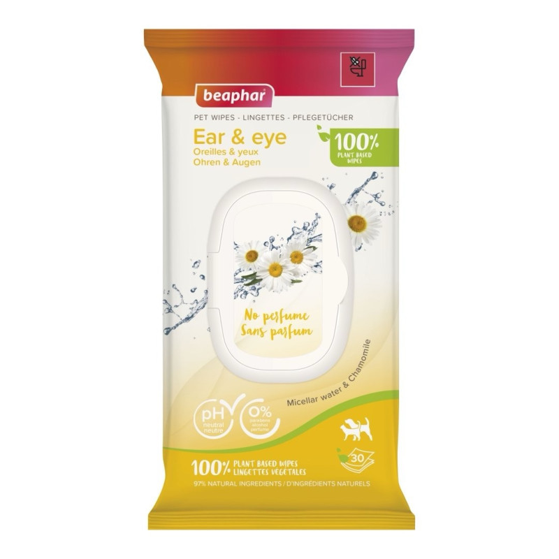 Beaphar Ear & Eye вологі серветки для догляду за очима та вухами собак та котів, 30 шт