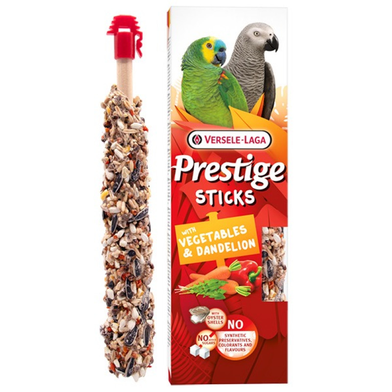 Versele-Laga Prestige Sticks Parrots Vegetables & Dandelion лакомство для крупных и средних попугаев, 2 шт х 70 гр