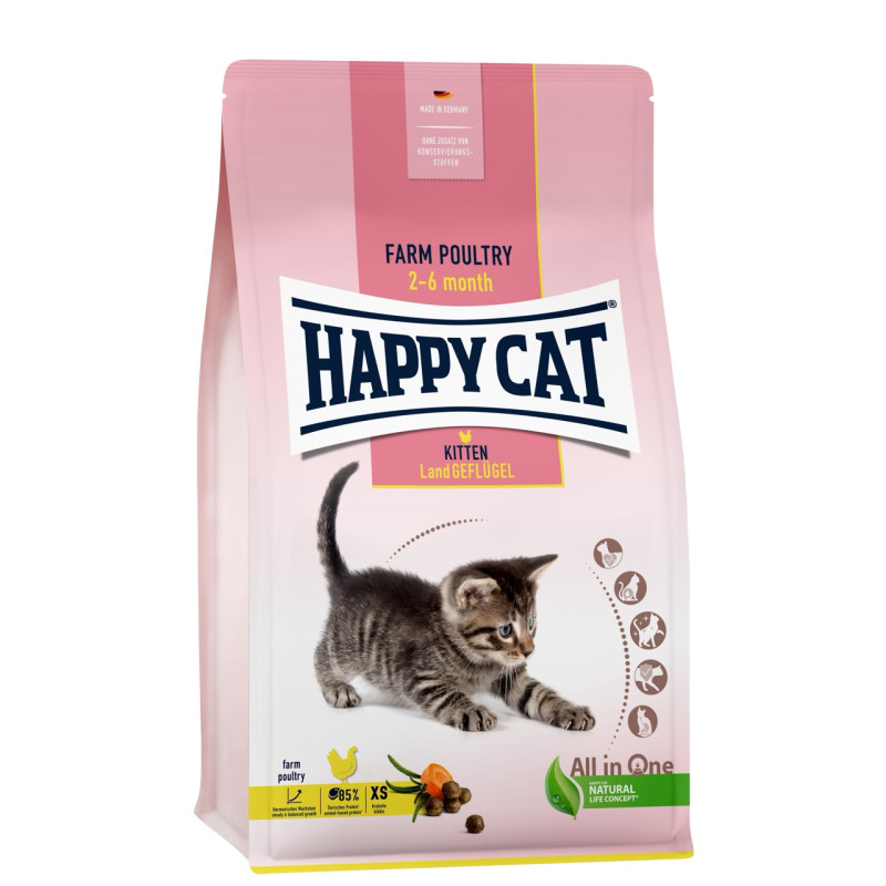 Happy Cat Kitten Land Geflugel сухий корм для кошенят з м'ясом птиці, 300 гр