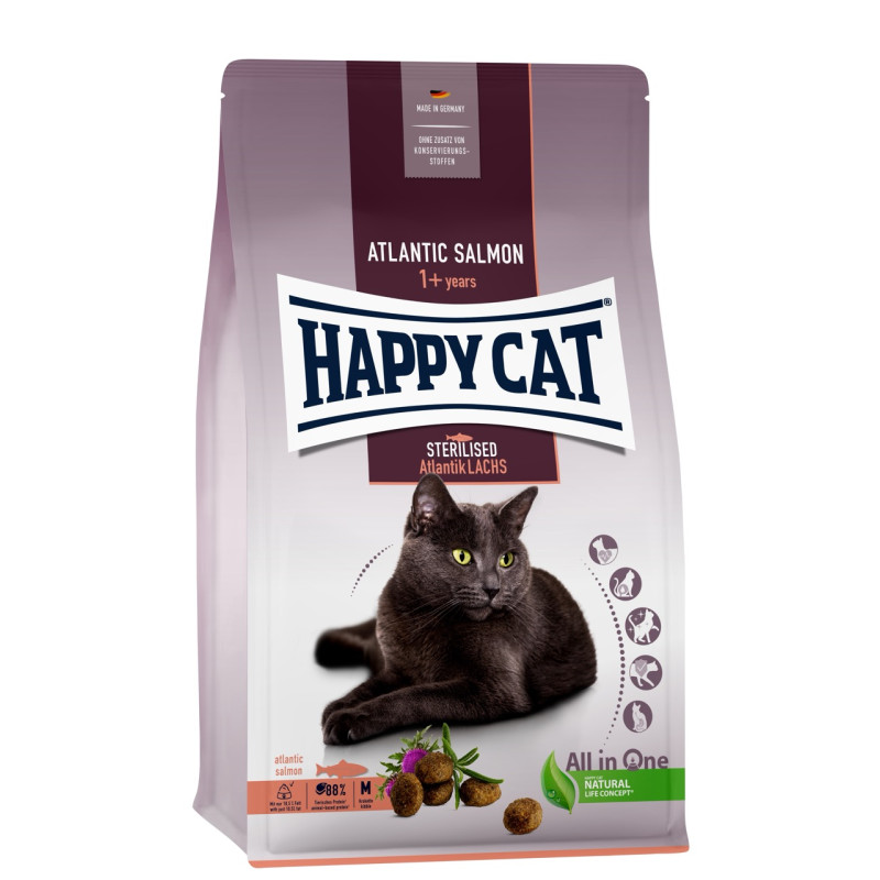 Happy Cat Sterilised Atlantik Lachs сухой корм для стерилизованных котов с лососем, 4 кг