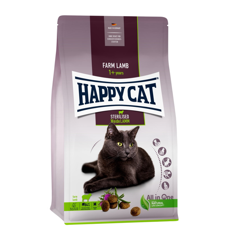 Happy Cat Sterilised Weide Lamm сухой корм для стерилизованных котов с ягненком, 10 кг