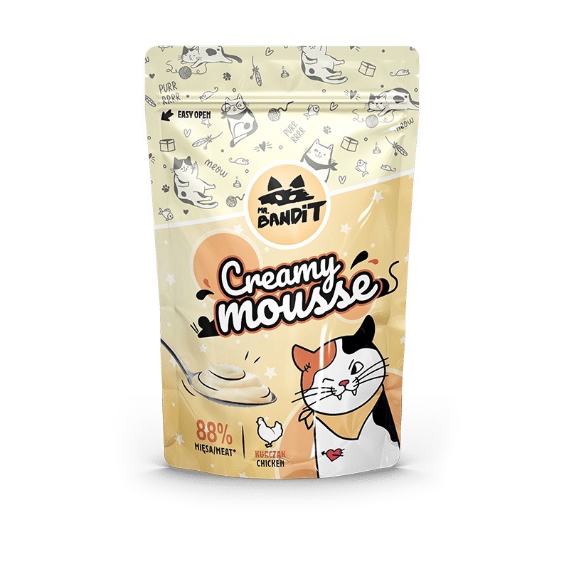 Mr. Bandit Creamy Mousse рідкі ласощі для котів зі смаком курки, 6 шт х 10 гр