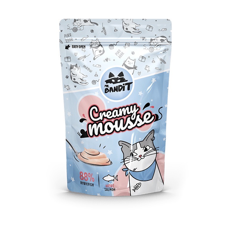 Mr. Bandit Creamy Mousse рідкі ласощі для котів з лососем, 6 шт х 10 гр