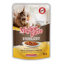Morando Migliorgatto Sterilized вологий корм для стерилізованих котів з куркою та індичкою, 85 гр