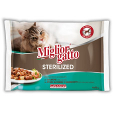 Morando Migliorgatto Sterilized набор влажного корма с лососем и рыбой, 85 гр з 4 шт