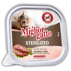 Morando Migliorgatto Sterilized влажный корм для стерилизованных котов с лососем, 100 гр