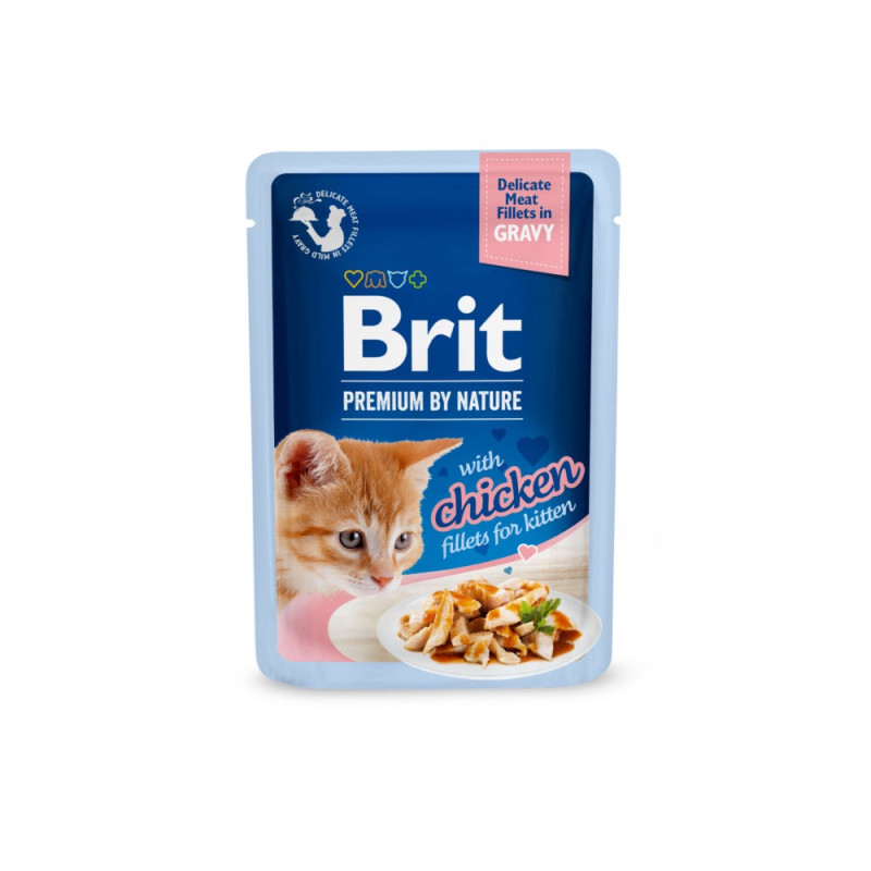 Brit Premium Delicate Fillets in Gravy Chicken for Kitten влажный корм для котят с курицей, 85 гр