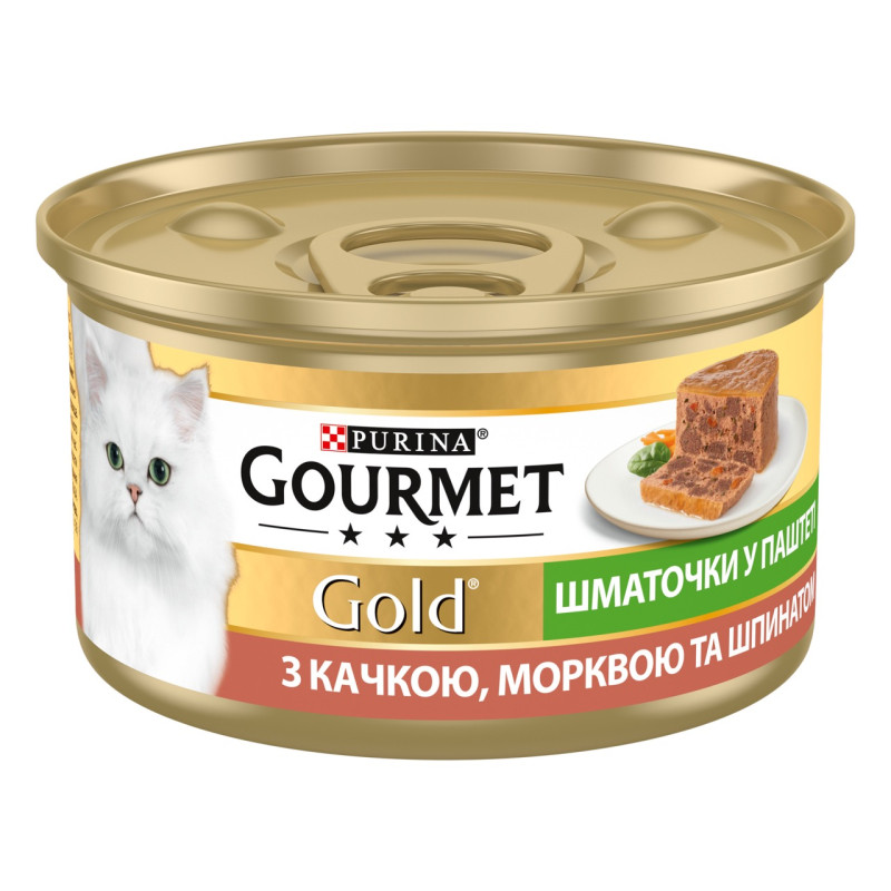 Gourmet Gold вологий корм для котів з качкою, морквою та шпинатом, 85 гр