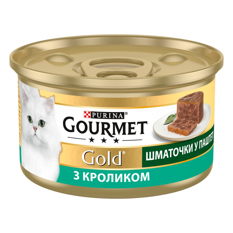 Gourmet Gold вологий корм для котів з кроликом у паштеті, 85 гр