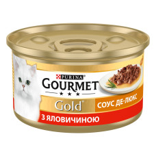 Gourmet Gold вологий корм для котів з яловичиною у соусі де-люкс, 85 гр