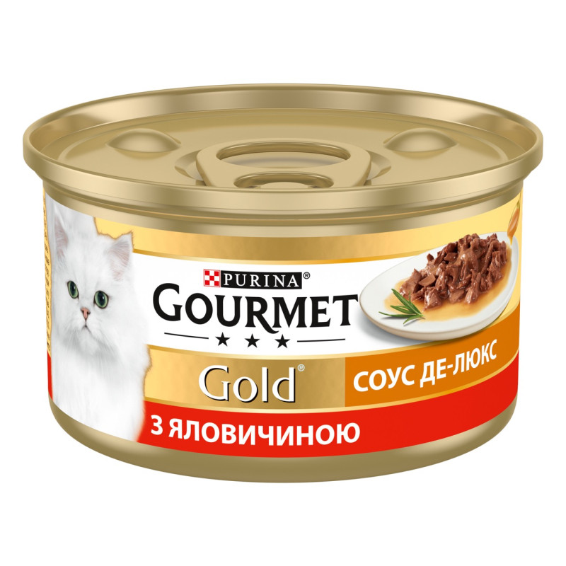 Gourmet Gold вологий корм для котів з яловичиною у соусі де-люкс, 85 гр