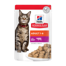 Hill's SP Feline Adult Beef Pouches влажный корм для котов с говядиной, 85 гр