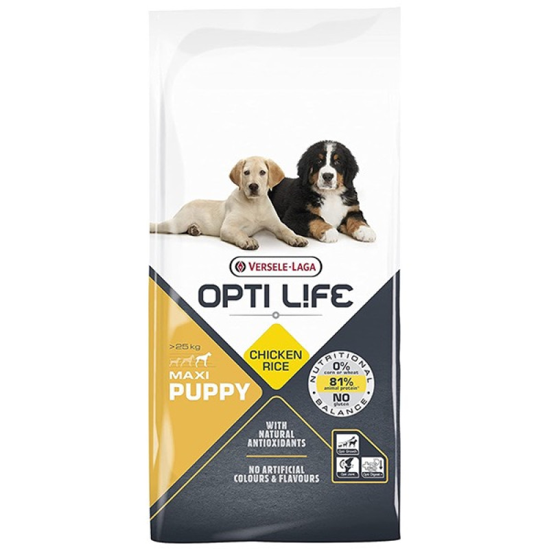 Opti Life Puppy Maxi сухой корм с курицей для щенят крупных пород, 12.5 кг