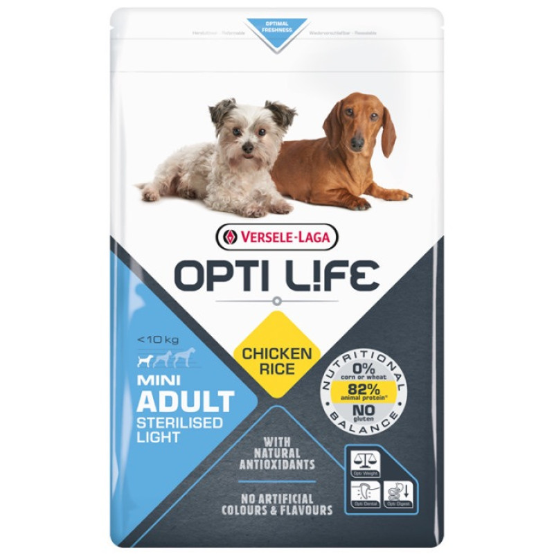 Opti Life Sterilised Light Mini сухой корм для стерилизованных собак малых пород, 7.5 кг