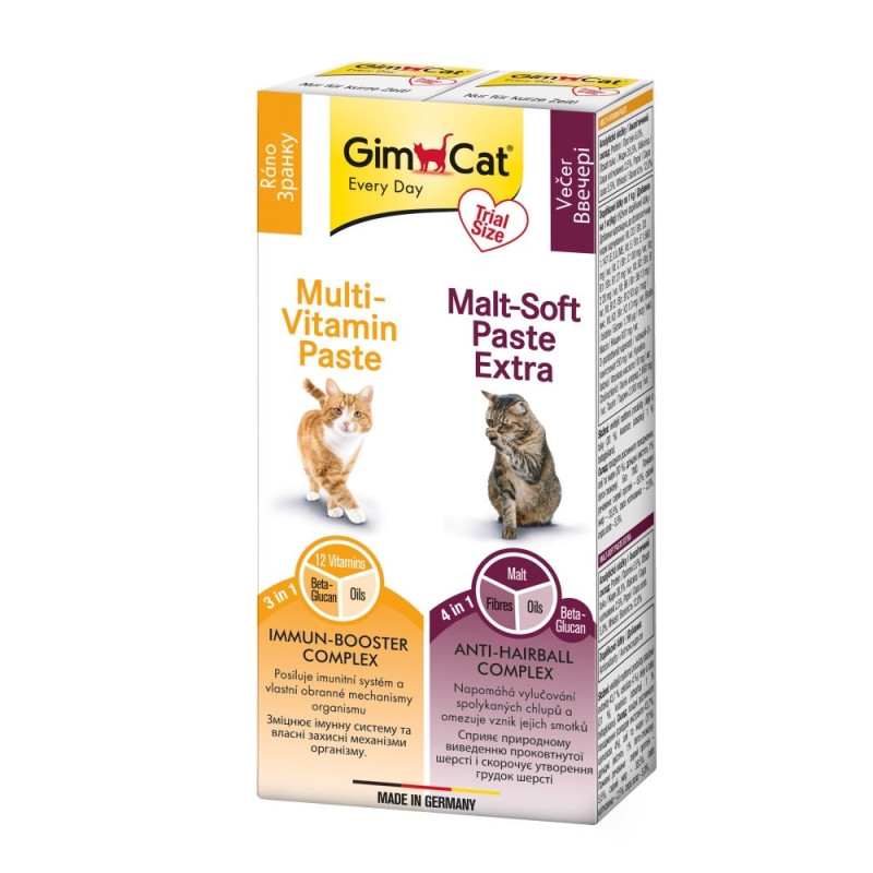 GimCat Kombi-Pack Multi-Vitamin + Malt-Soft Extra набор паст для котов, 20 гр + 20 гр