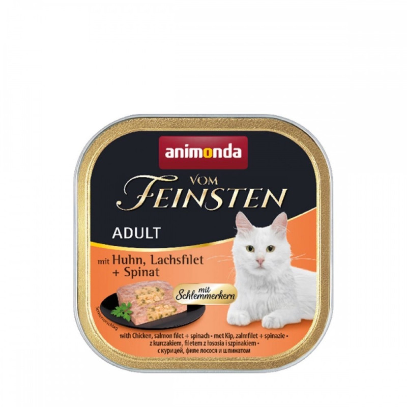 Animonda Vom Feinsten Adult With Chicken, Salmon Filet + Spinach влажный корм для котов, 100 гр