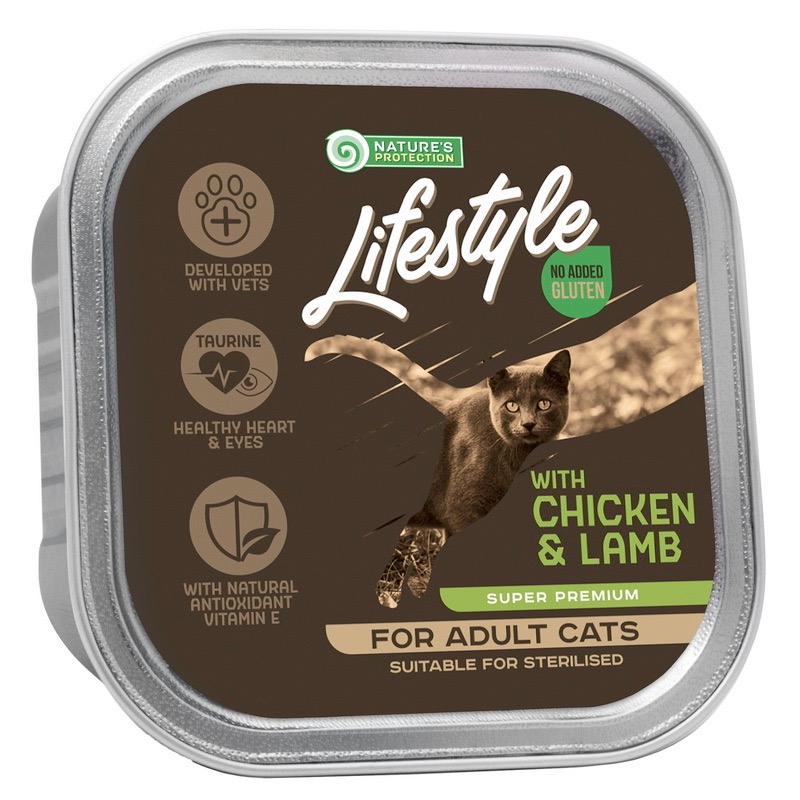 Nature's Protection Lifestyle adult sterilized with Chicken & Lamb влажный корм с курицей и ягненком для стерилизованных котов 85 гр
