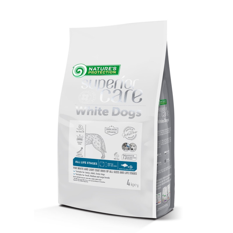 Nature's Protection Superior Care White Dogs White Fish All Sizes and Life Stages сухий корм із білою рибою для собак із білою шерстю 4 кг
