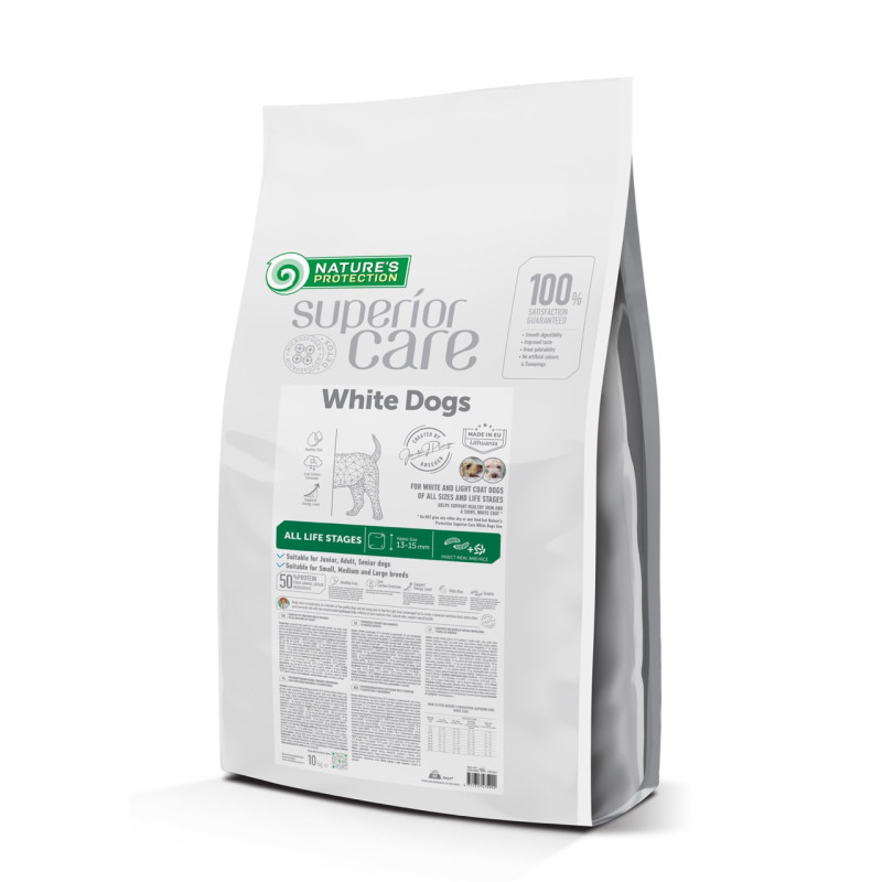 Nature's Protection Superior Care White Dogs Insect All Sizes and Life Stages сухий корм із білком комах для собак із білою шерстю 10 кг