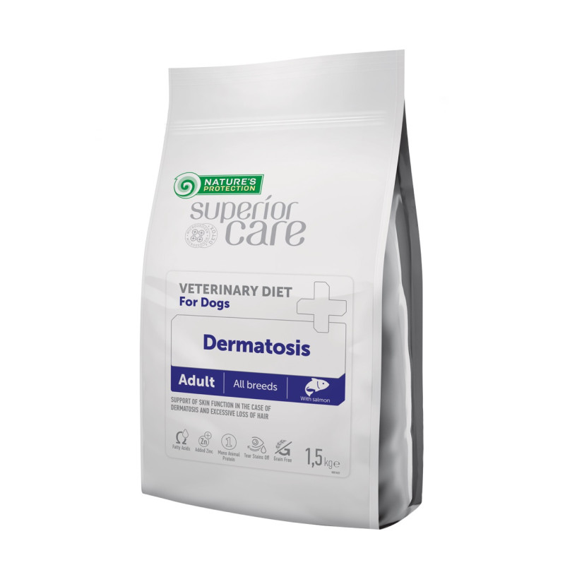 Nature's Protection Superior Care Veterinary Diet Dermatosis Salmon Adult All Breed Dogs сухой корм с лососем для собак с проблемами кожи и шерсти 1.5 кг