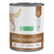 Nature's Protection Beef And Chicken Liver влажный корм с говядиной и куриной печенью для собак 800 гр