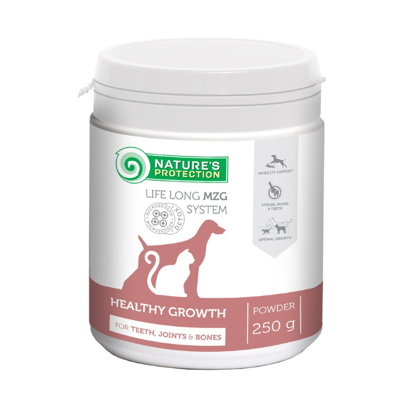 Nature's Protection Healthy Growth Formula вітаміни для зміцнення суглобів, кісток та зубів у собак та котів 250 гр