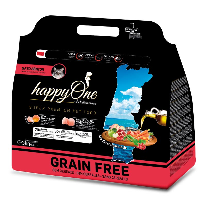 Happy One Mediterraneum Senior Cat Fresh Meat сухий корм для старіючих котів 3 кг