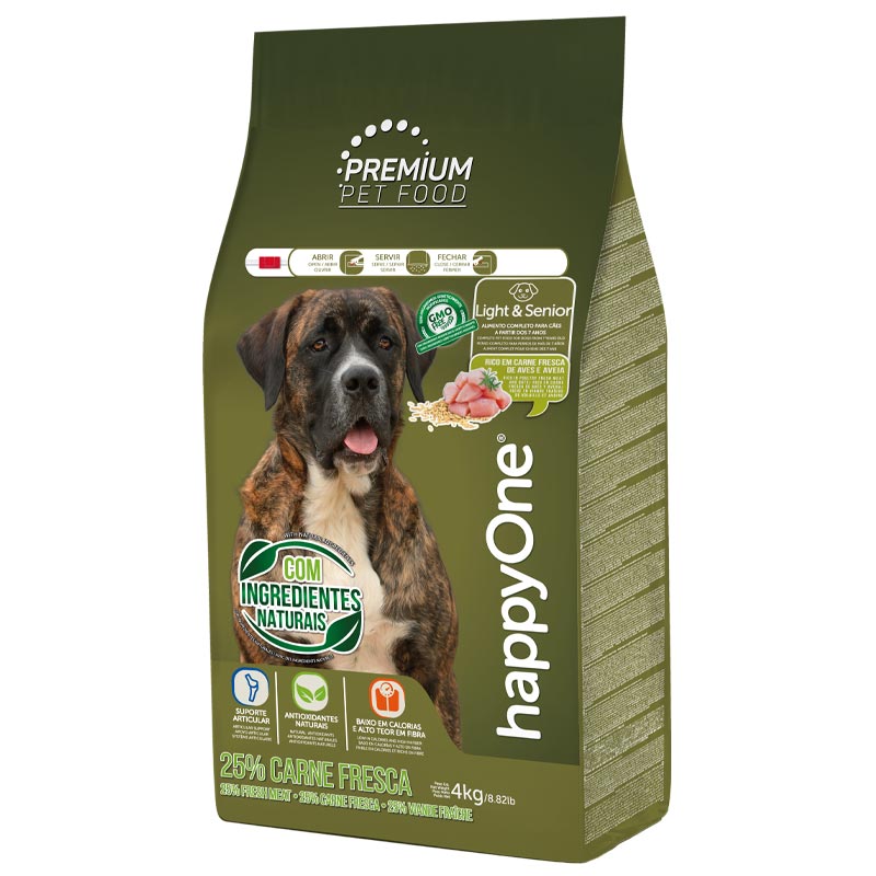 Happy One Premium Dog Light&Senior Fresh Meat сухой корм для малоактивных и пожилых собак всех пород 4 кг