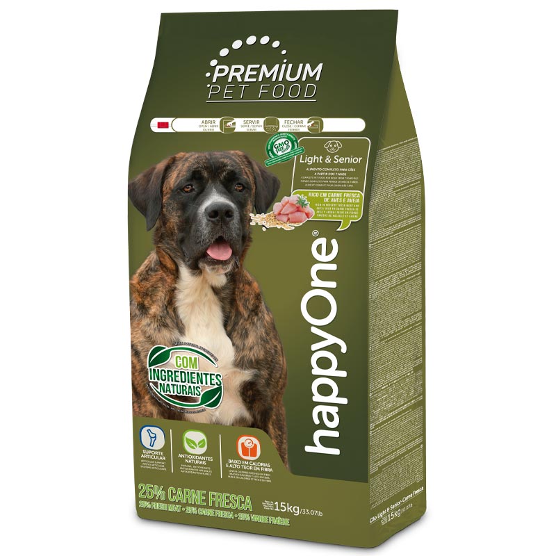 Happy One Premium Dog Light&Senior Fresh Meat сухой корм для малоактивных и пожилых собак всех пород 15 кг