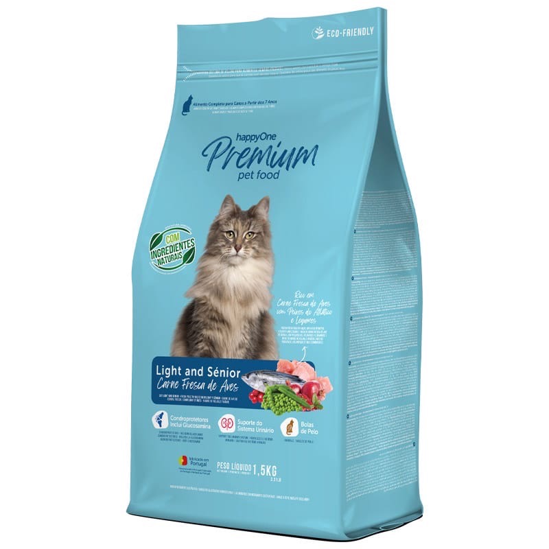 Happy One Premium Cat Light&Senior Fresh Meat сухой корм для пожилых котов 1.5 кг