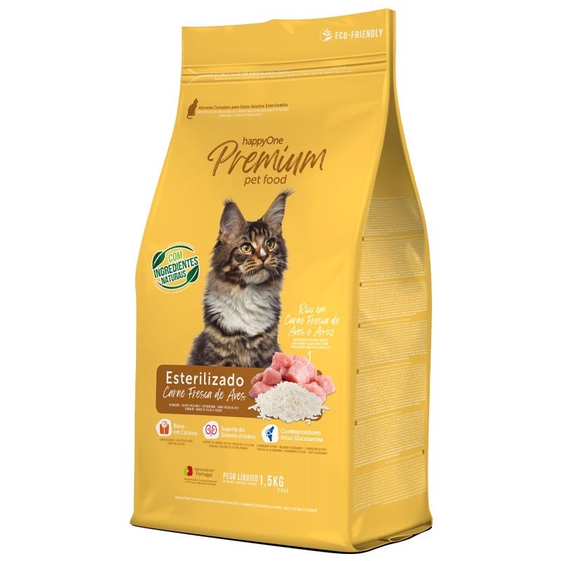 Happy One Premium Cat Sterilized Fresh Meat сухой корм со свежим мясом для стерилизованных котов 1.5 кг