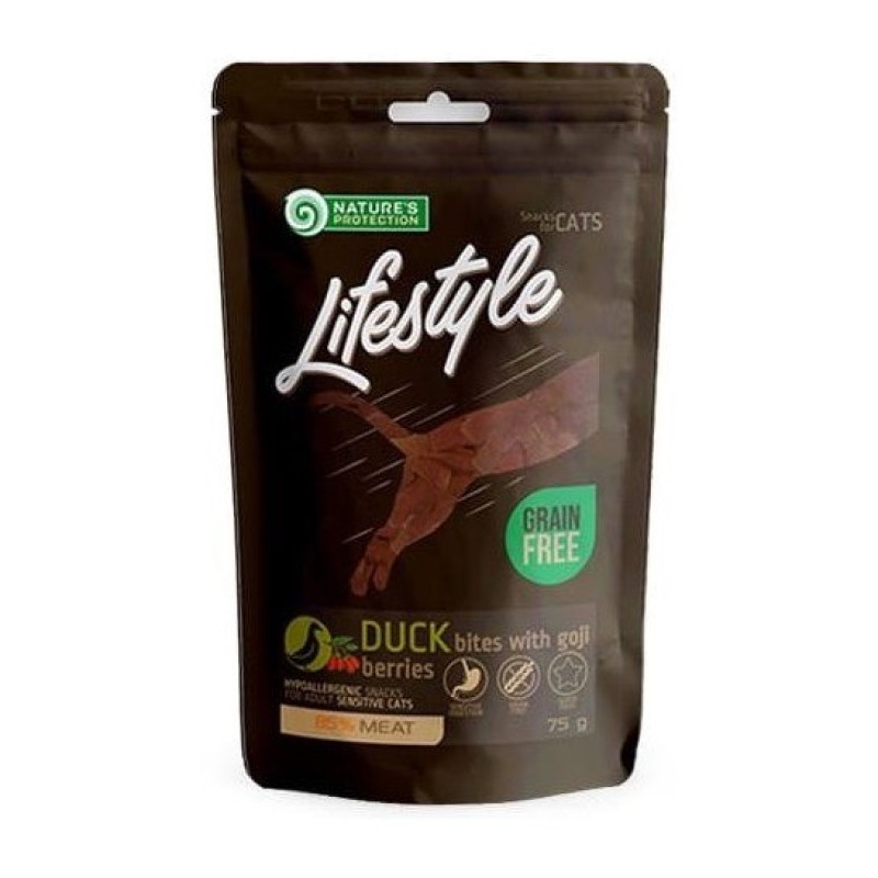Nature's Protection Lifestyle Duck Bites With Godji Berries лакомство для кошек с уткой, 75 гр