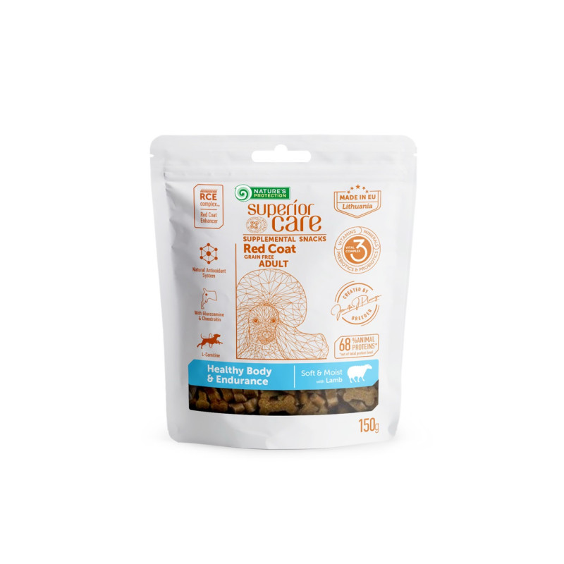 Nature's Protection Superior Care Healthy Body & Endurance лакомство для собак с рыжей окраской шерсти с ягненком, 150 гр