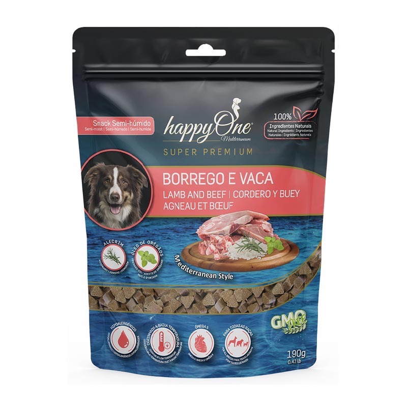 Happy One Mediterraneum Dog Lamb and Beef Snack лакомство для собак с ягненком и говядиной, 190 гр