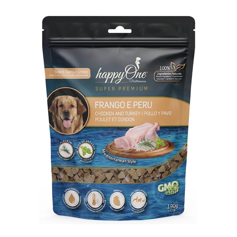 Happy One Mediterraneum Dog Chicken and Turkey Snack лакомство для собак с курицей и индейкой, 190 гр