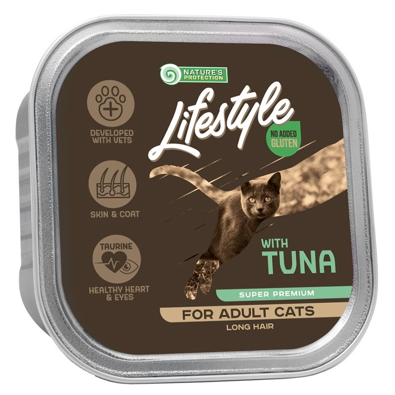 Nature's Protection Lifestyle Long Hair with Tuna вологий корм з тунцем для дорослих довгошерстих котів 85 гр