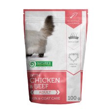 Nature's Protection Skin & Сoat Care With Chicken And Beef вологий корм з куркою та яловичиною для котів 100 гр