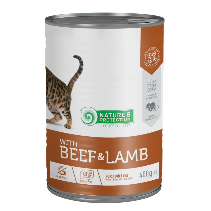 Nature's Protection With Beef & Lamb влажный корм с говядиной и ягненком для котов 400 гр