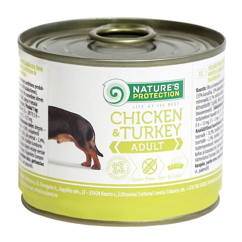 Nature's Protection Adult Chicken & Turkey влажный корм с курицей и индейкой для собак всех пород 200 гр