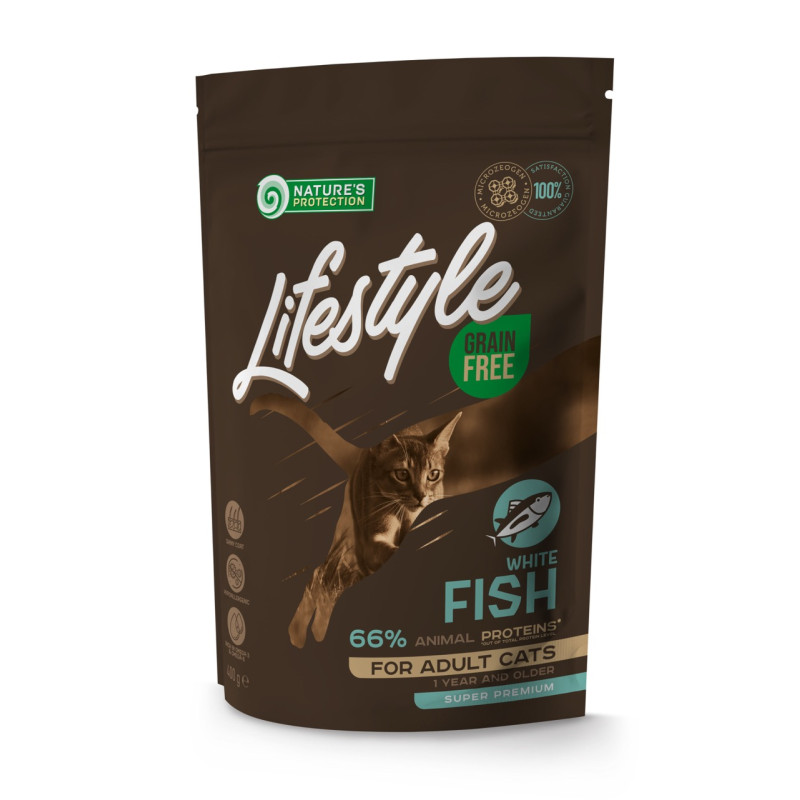 Nature's Protection Lifestyle GF White Fish Adult Cat сухой корм с белой рыбой для котов 400 гр